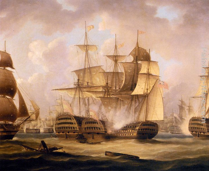 The Battle Of Cape St. Vincent, February 14, 1797, The San Nicolas And The San Josef painting - Thomas Buttersworth The Battle Of Cape St. Vincent, February 14, 1797, The San Nicolas And The San Josef art painting